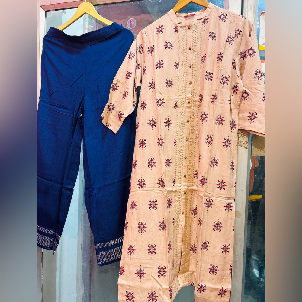 Cotton kurti with plazo - Picture 1 of 3